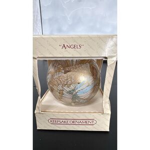 1983 Vintage Hallmark Glass Keepsake Ornament Angels with Box